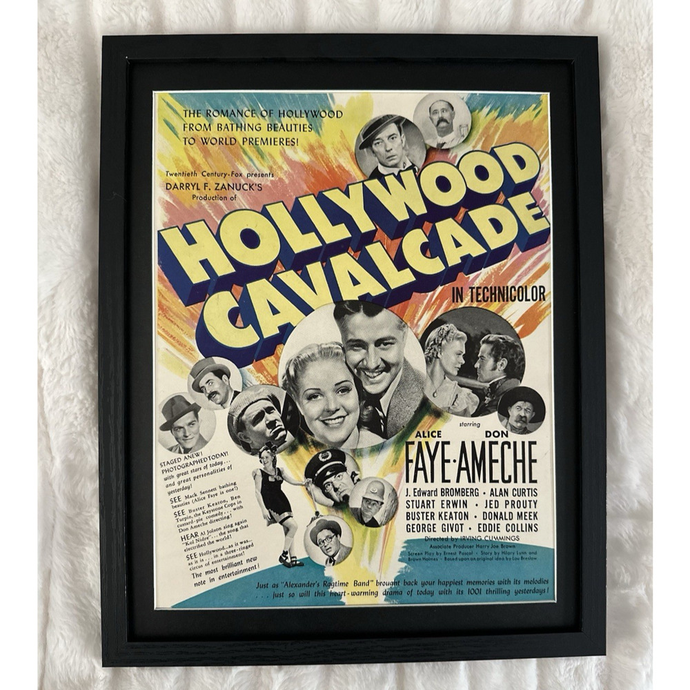 Framed 1939 Hollywood Cavalcade Alice Faye Don Ameche Vintage Print Ad Zanuck